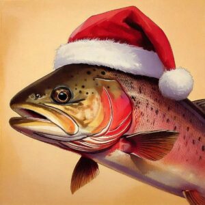 Trout in a Santa hat