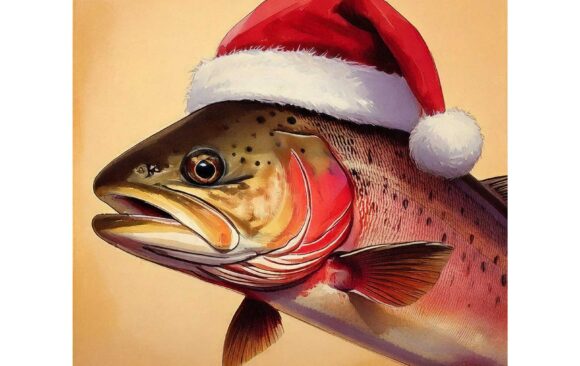 Trout in a Santa hat